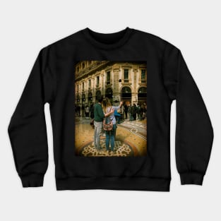 Italian Lovers Selfie Tourists Fashion Shops Architecture Milano Italy Crewneck Sweatshirt